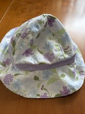 Gymboree Vintage 2006 Lavender/Green Floral/Gingham Reversible Sun Hat-0-3Mos