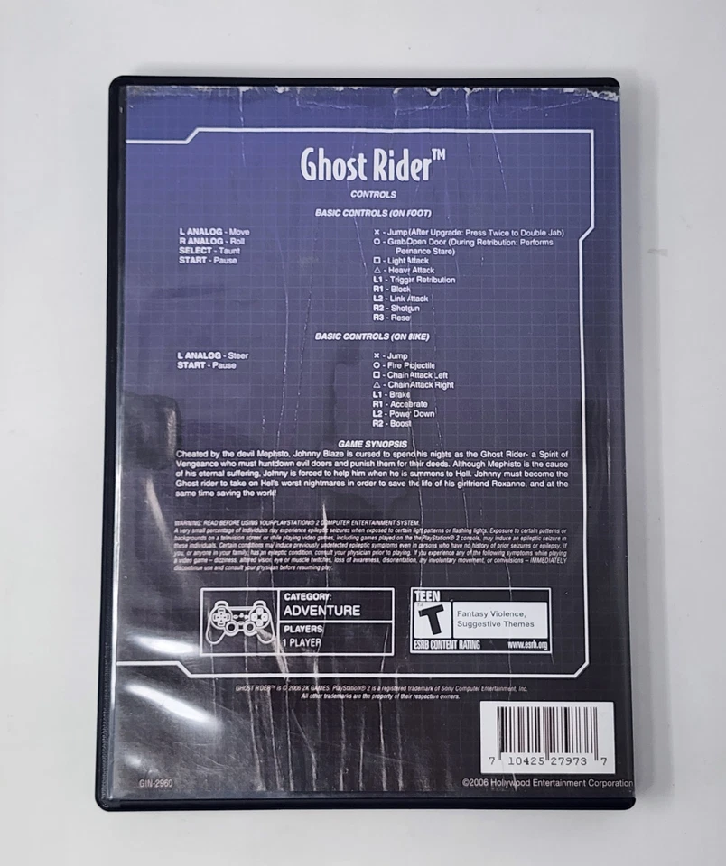 Ghost Rider (Sony PlayStation 2 PS2) No Manual - TESTED - Image 3 of 4