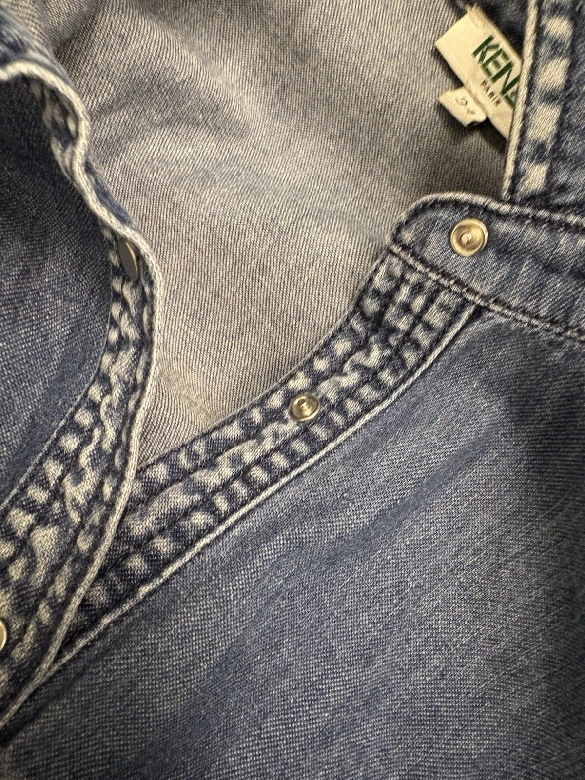 Abito senza maniche KENZO con colletto donna indaco denim e volant 34