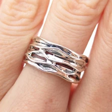 HAGIT GORALI 925 Sterling Silver Vintage Modernist Nest Band Ring Size 7.25