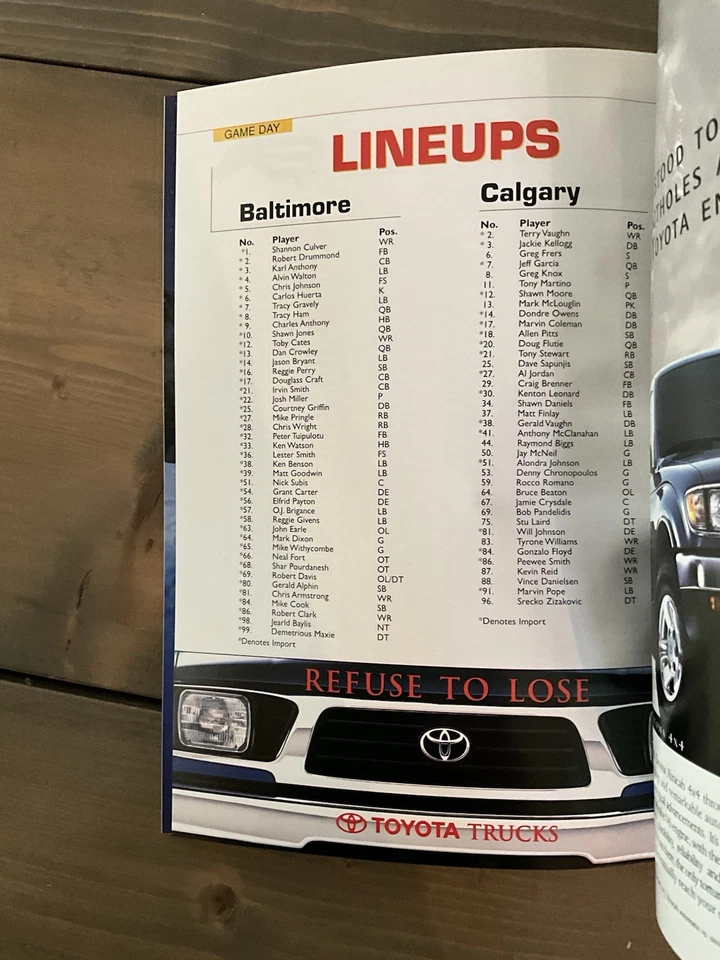 1995 CFL Grey Cup Program CalgaryStampeders vs Baltimore Stallions At Regina - Image 3 of 4