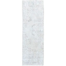 2'5"x7'6" White Fragment Pure Wool Vintage Zoroastrian Tebraz Oriental Rug R230