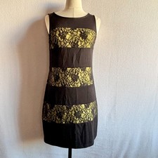 Mac+Jac Little Black & Green Lacy Sleeveless Sheath Dress