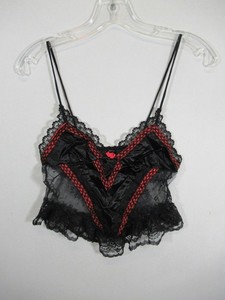 Vintage 80s Fredericks of Hollywood Satin & Lace Camisole Women Small Red/Black