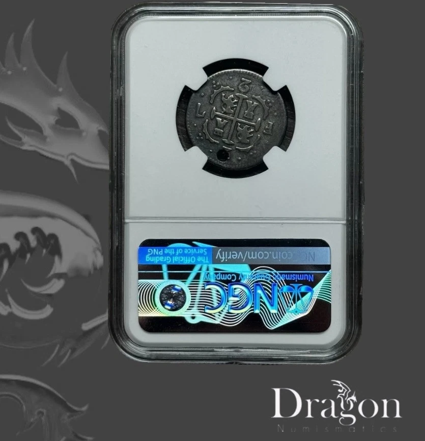 VENEZUELA Colonia Española Caracas Plata 2 Reales 1818-BS NGC VF Detalles Agujeros Foto 2 de 4