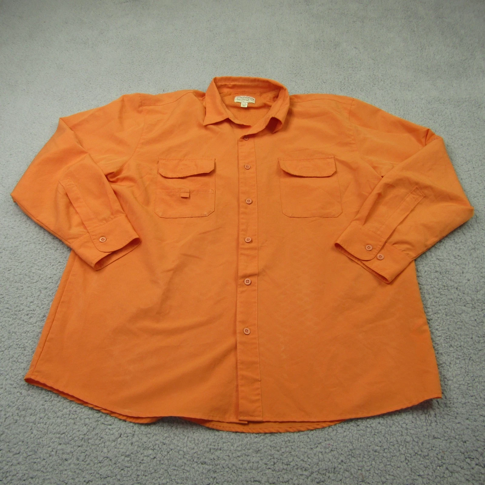 Cabela’s Men’s XL Vented Fishing Shirt Orange Long Sleeve Mesh Lined Outdoor