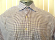Peter Millar Nanoluxe L/S Button Up Purple White Check Shirt Mens 17.5 X- Long