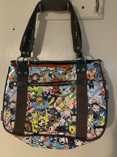 tokidoki Comic Print Multicolor Shoulder Bag, Zip, Inner Pockets, Charm