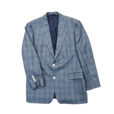 Brooks Brothers Blue Wool Silk Glen Plaid Blazer Ivy Prep Sport Coat Jacket 42R