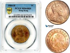 AL393, Hong Kong, Edward VII, 1 Cent 1904 H, Heaton Mint, PCGS MS64RD