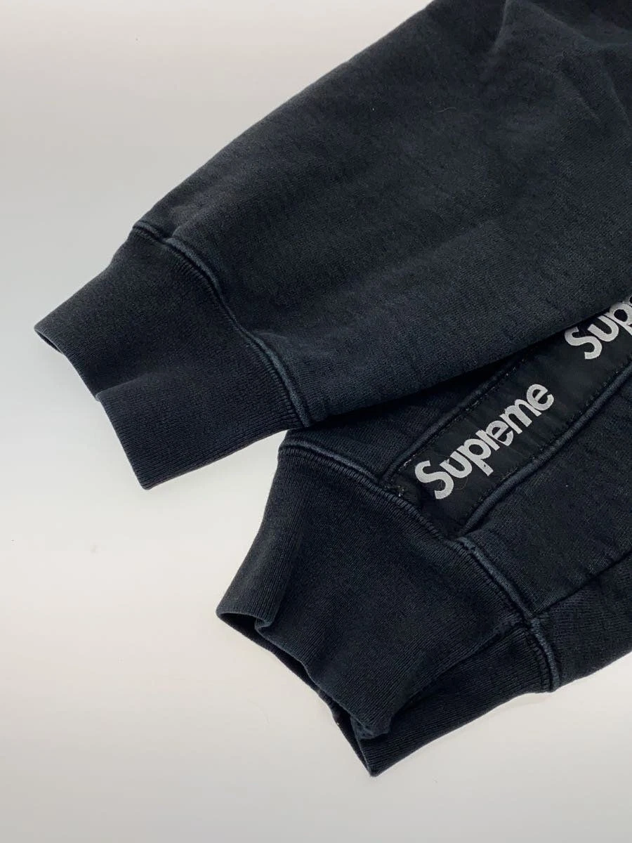 Felpa Supreme con cappuccio zip testo righe M cotone nero usata