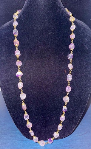 Antique Victorian Purple Amethyst Necklace Pools of Light 38” Long 108 Grams - Picture 4 of 10