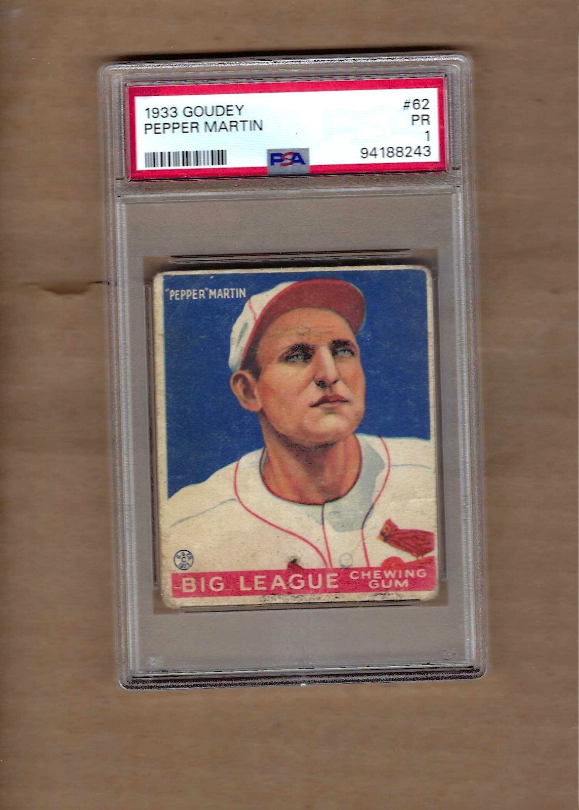 1933  GOUDEY  PEPPER  MARTIN  #  62     PSA  1