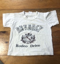 Vintage Beverly Hills Rodeo Drive Graphic T Shirt Youth Kids Small White Cotton