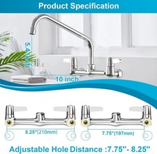 Wall Mount Faucet for Kitchen Sink: 8 inch Center Commercial Faucet