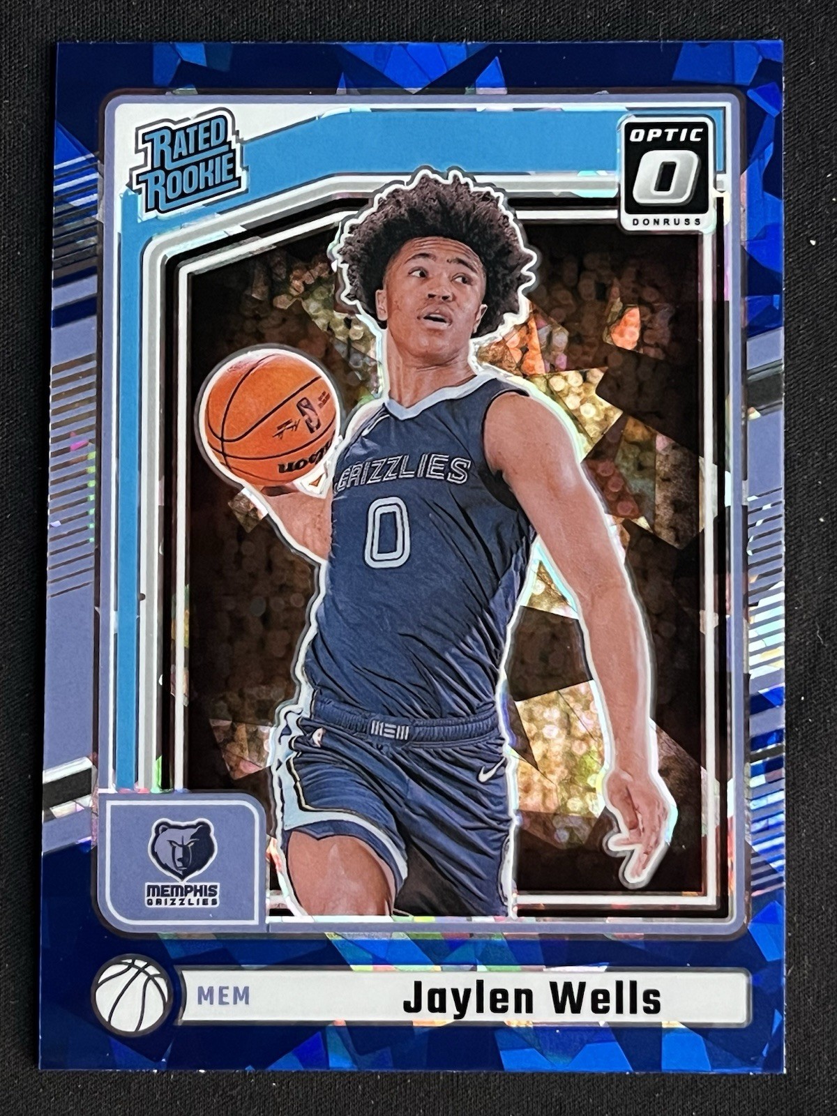 Panini 2024-25 Donruss Blue Cracked Ice Jaylen Wells Grizzlies #P-245 RC 