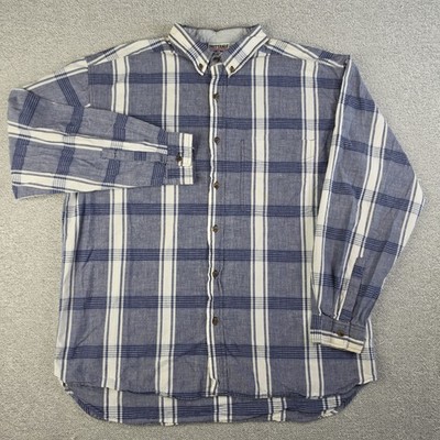 Brittania Shirt Mens Large Blue White Long Sleeve Button 100% Cotton Classic