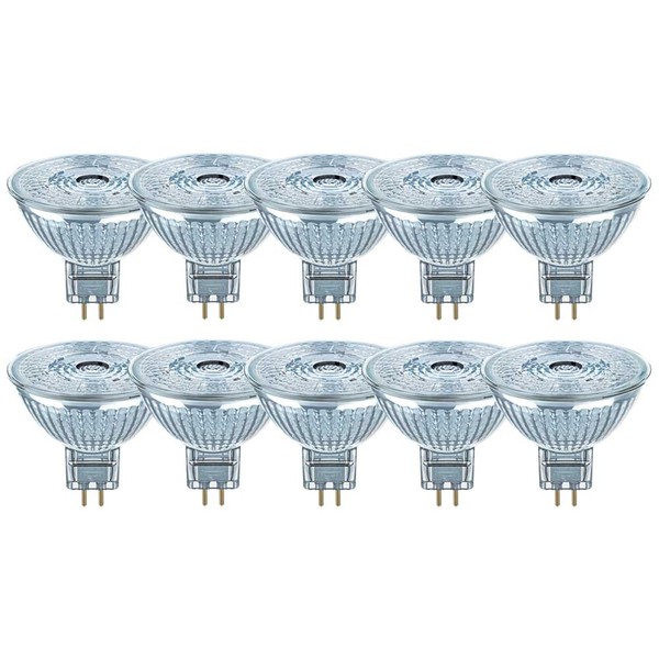 10 X Osram Led MR16 Glas Reflektor 2,6W = 20W GU5,3 12V 230Lm Warmweiß 2700K 36°-image