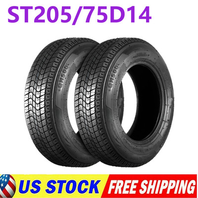 2 Pack Tires ST 205/75D14 205 75 14 Trailer Tires Load Range C  6 Ply Trailer