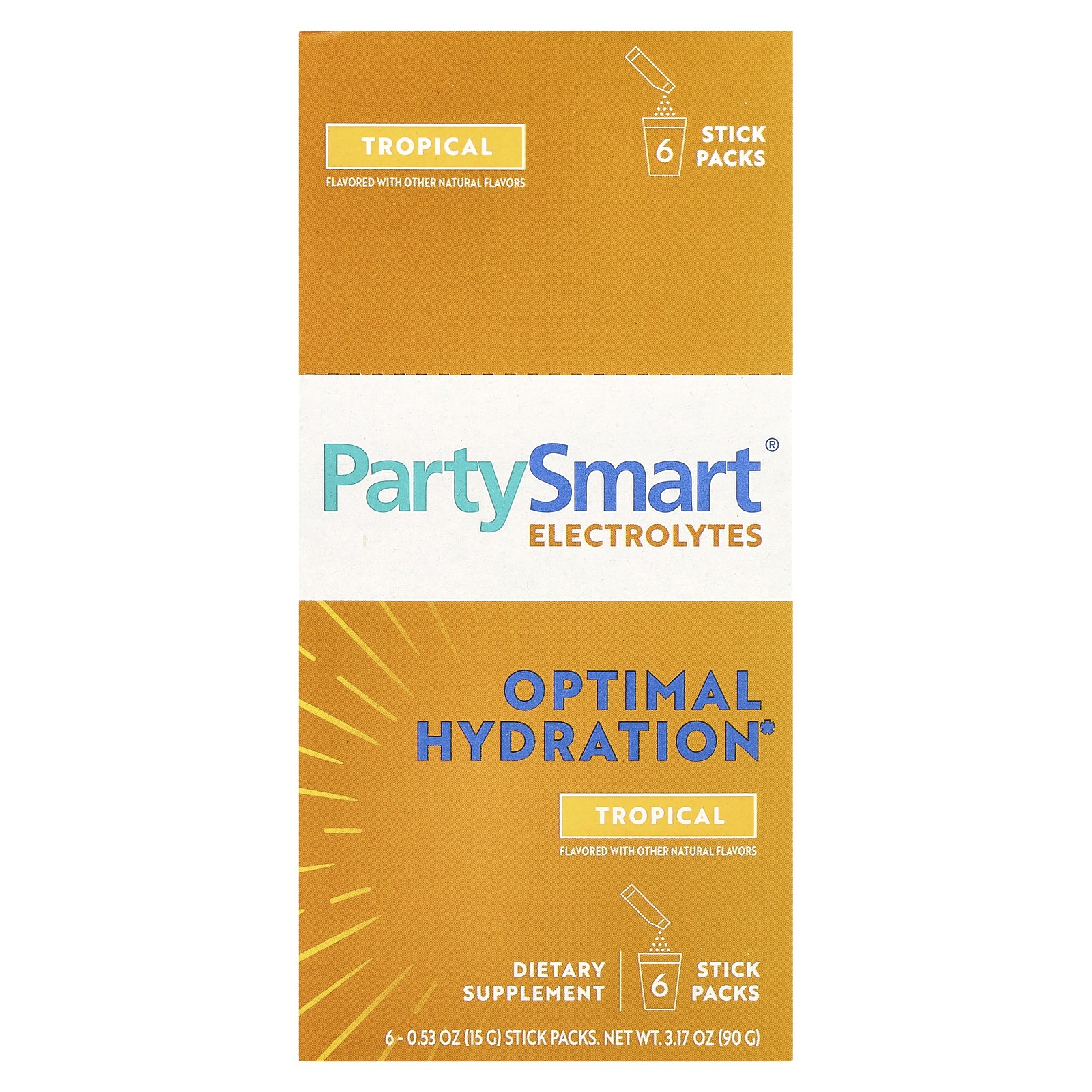 Электролиты PartySmart тропические 6 упаковок в стиках по 053 унции 15 г каждая 2890₽