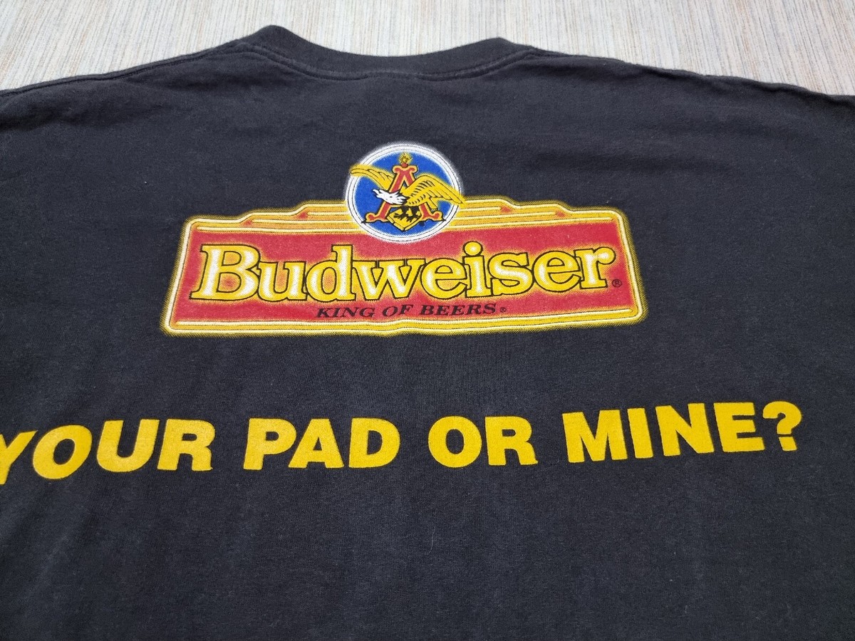 rare vintage VTG 1995 Budweiser BEER Your Pad Or Mine Frog T Shirt