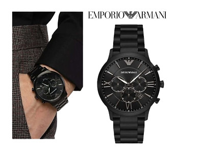 ARMANI HERREN CHRONO UHR AR11349 SCHWARZES ZIFFERBLATT - ZERTIFIKAT - GARANTIE - UVP 329,00