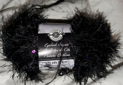 Loops & Threads Eyelash Sequin Yarn #5 EBONY 50g 76 Yards