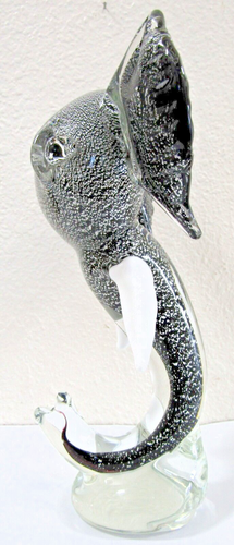 Majestic Murano Art Glass Sommerso Tusked Elephant Head Sculpture - Picture 3 of 12