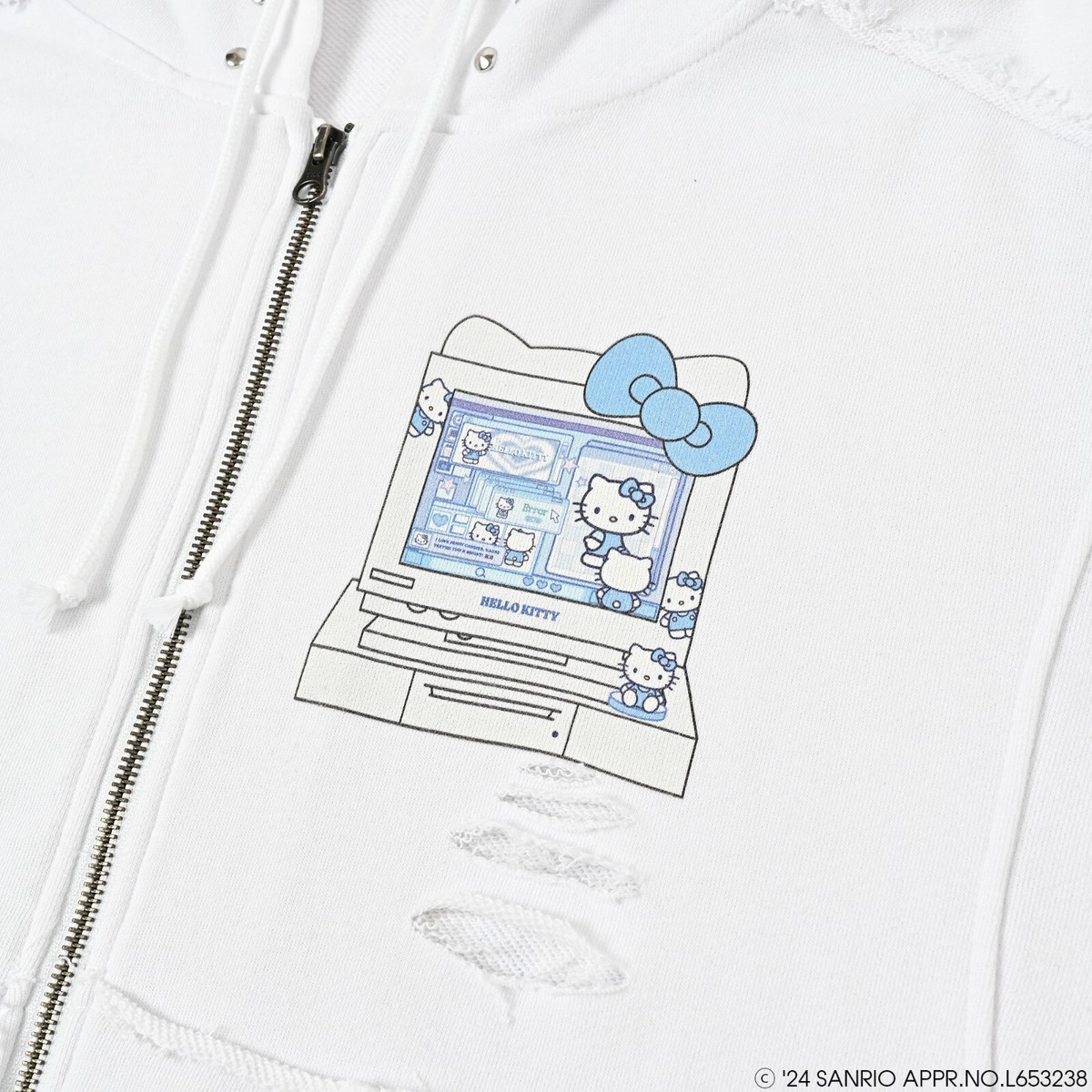 QOOZA × HELLO KITTY Collaboration Hoodie Full Zip One Size White