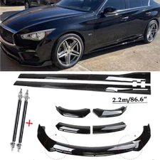 Front Bumper Lip Splitter Spoiler Glossy Black For Infiniti Q50 4-Door Body Kit