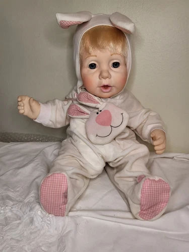Vintage 1984 Hasbro J Turner Real Baby Doll 20" Weighted Baby Doll Bunny Clothes