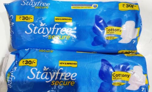 Stayfree Secure Dry Cover With Wings Sanitary Pads pack of 2 (7 pads each) - Picture 2 of 3