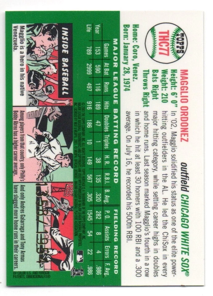 2003 Topps Heritage - Chrome #THC77 Magglio Ordonez /1954 - Image 2 of 2