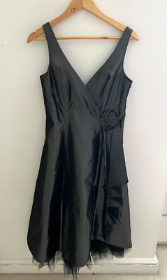 Brandneu mit Etikett Debenhams Debut UK 10 Anlass Ballkleid silber metallic grau Satin Mesh