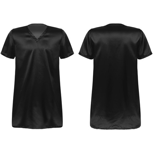 Herren Satin Kimono Bademantel Nachthemd Kurzarm Lose Hemden Tops Nachtwäsche - Bild 49 von 97