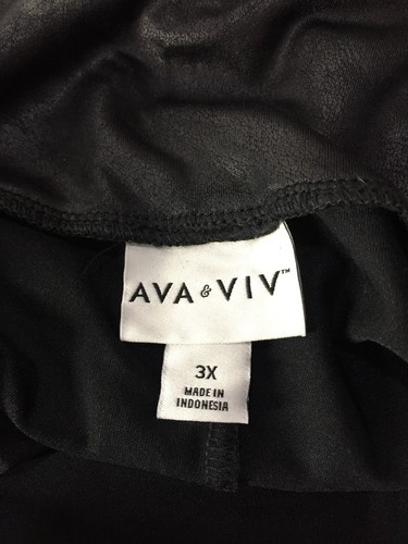 Ava & Viv Shorts 3x Plus Woman’s Pull On Black Faux Leather Appearance No Pocket - Picture 5 of 8