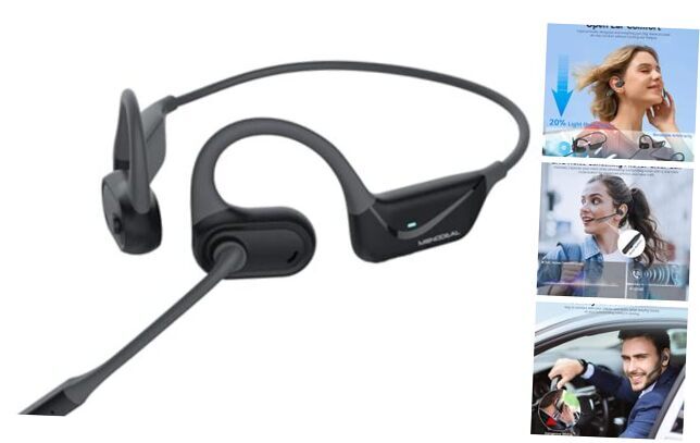 Lightweight Open Ear Bluetooth 5.4 Headset with Mic in Black-image