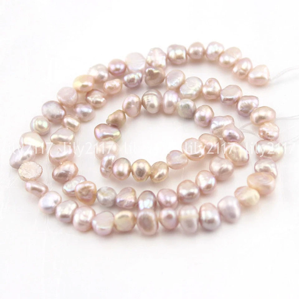Pequeñas cuentas sueltas de perlas barrocas de agua dulce blancas rosas naturales de 4-5 mm 15" Foto 4 de 4
