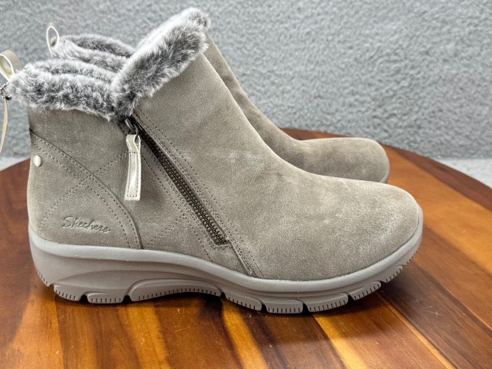 Mocasín Skechers para mujer Bobs Easy Going cremallera alta forrado difuso talla 11 gris medio Foto 4 de 4
