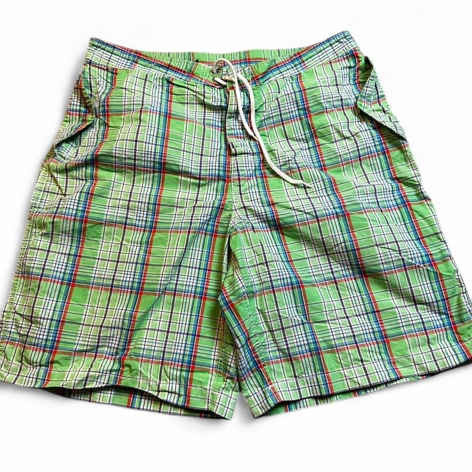 Vintage Polo Ralph Lauren green plaid board shorts size 38