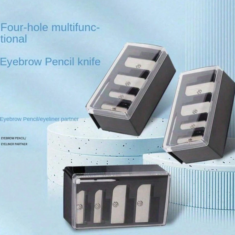 Black 4-Hole Eyeliner & Eyebrow Pen Sharpener - Multi-Functional Rolling Tool - Image 3 of 4