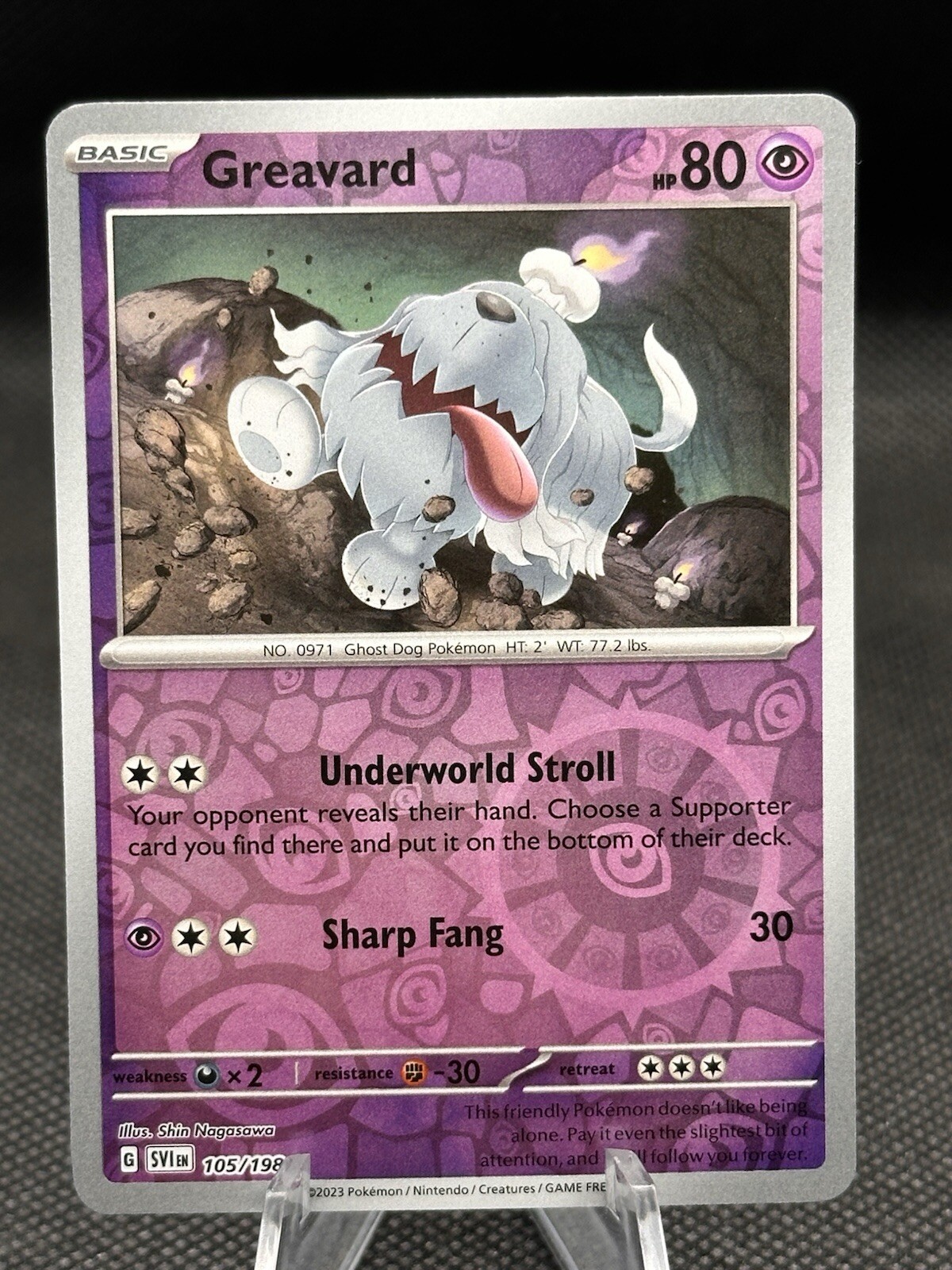 Greavard - 105/198 - Scarlet & Violet Reverse Holo Pokemon TCG - Mint Condition
