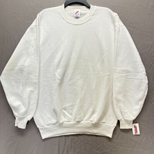 Vintage Jerzees Crew Neck Sweatshirt Adult Size L - White Made in USA NWT