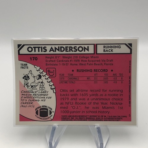 2001 Topps Archives Reserve #61 Ottis Anderson Cardinals Refractor RC SB MVP RB - Picture 3 of 4