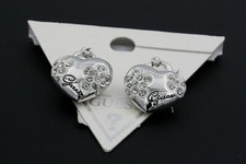 Elegant Guess Brand Heart Flower Earrings With Rhinestones Excellent Quality NEW