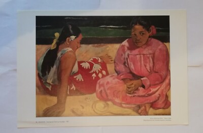 Tableau Gauguin Femme Tahitienne – Toile Pointe D'aiguille Vintage, 27x19 Cm, Neuf