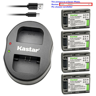 Kastar Battery Dual USB Charger for Sony NP-FP50 BC-TRP/TRH/TRV BC-VH1 AC-VQH10