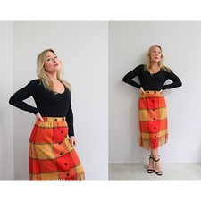 1970s Vintage Pendleton Wool  Plaid Fringe Skirt  Women's Extra Small XS SM