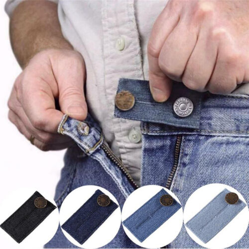 4Pcs Jeans Pants Elastic Waist Extender Adjustable Trousers Denim Buttons Repair - Photo 1 sur 10