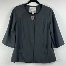 Kensie Blazer Jacket Women's 6 Crew Neck Snap Raglan Sleeve Pocket Lined Gray